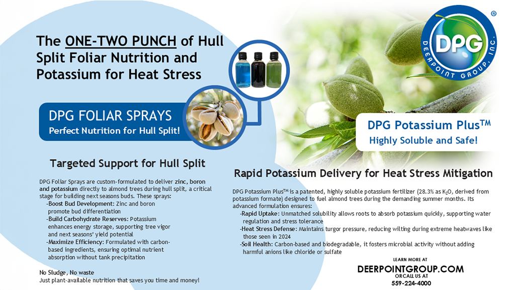 Enhanced Almond Nutrition with DPG Foliar Sprays and Potassium Plus